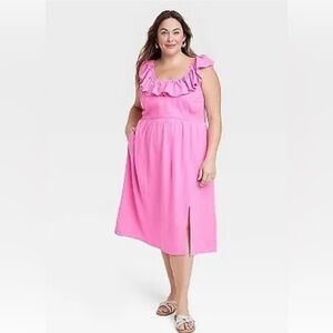 Ava & Viv One Shoulder Pink Dress